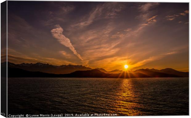 Alaskan Sunset Canvas Print by Lynne Morris (Lswpp)