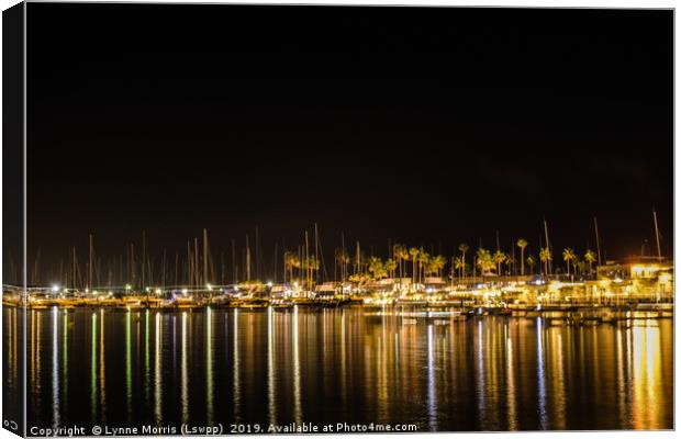 Puerto Pollensa At Night Canvas Print by Lynne Morris (Lswpp)