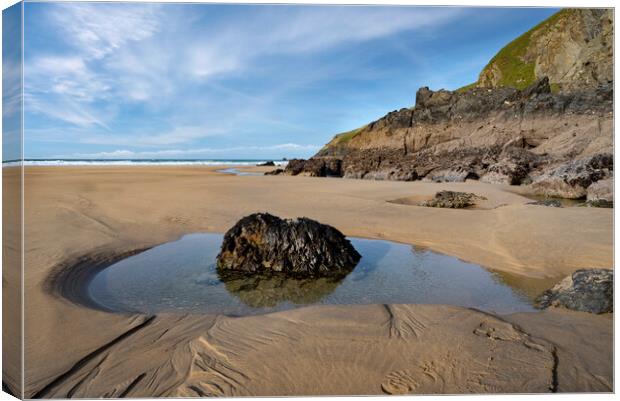 Perranporth beach Cornwall Canvas Print by Eddie John