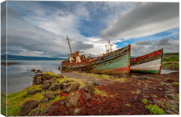 fishing boat wrecks Scotland Canvas Print by Eddie John