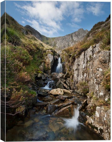 Waterfall above Llyn Idwal Canvas Print by Eddie John