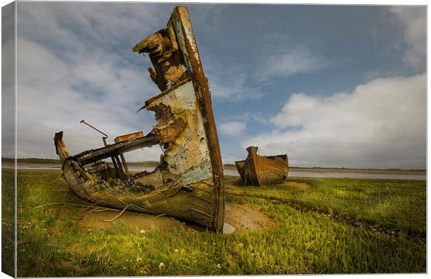 Old wrecks of the river Wyre Canvas Print by Eddie John
