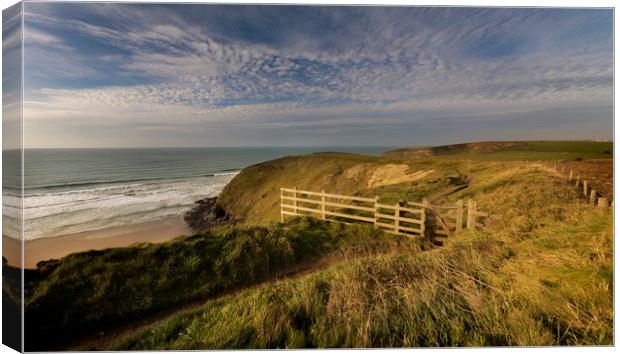 Golden hour at Watergate bay Cornwall Canvas Print by Eddie John