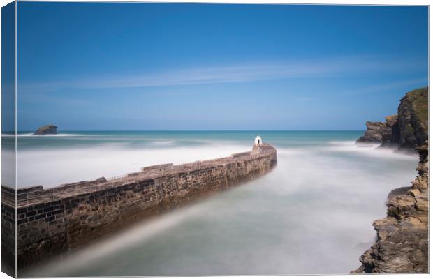 Portreath harbour Cornwall Canvas Print by Eddie John