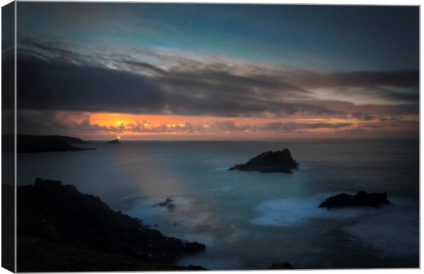 Sunset on the cornwall coast at Pentire Canvas Print by Eddie John