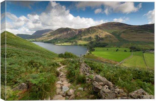 Buttermere and Butteremer fell lake district cumbr Canvas Print by Eddie John