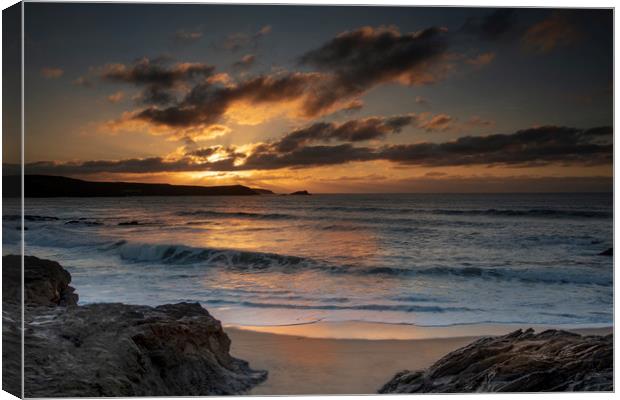 Cornwall sunset from Little fistral beach Newquay Canvas Print by Eddie John