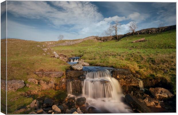 cascading waterfalls at Cray Yorkshire Canvas Print by Eddie John