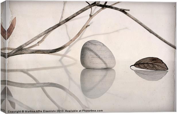Branches, leaf and pebble Canvas Print by Martine Affre Eisenlohr