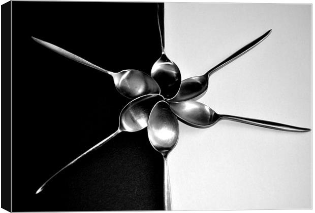Spoons on Back & white - Still Life Canvas Print by Victoria Limerick