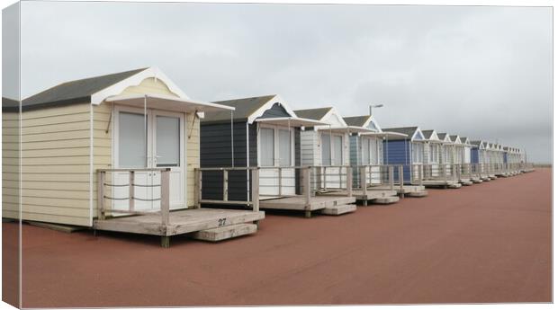 The Beach Huts at St Annes Lancashire.   Canvas Print by Lilian Marshall