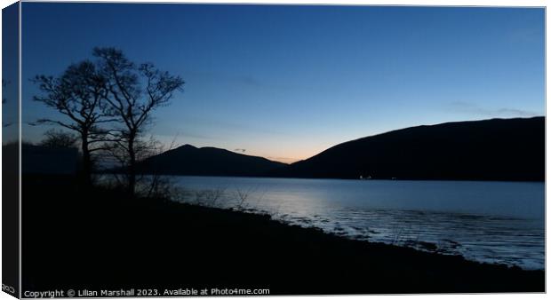 The blue hour over Loch Linnhe  Scotland.  Canvas Print by Lilian Marshall