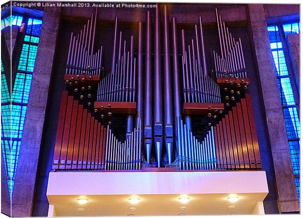 The Organ in the R/C Cathedral, Liverpool Canvas Print by Lilian Marshall