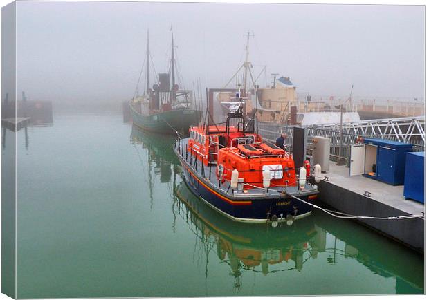 Lowestoft Lifeboat in the Fog. Canvas Print by Lilian Marshall