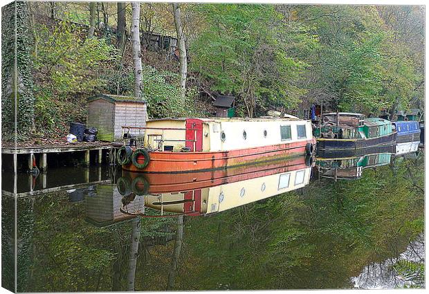 Rochdale Canal at Hebden Bridge. Canvas Print by Lilian Marshall