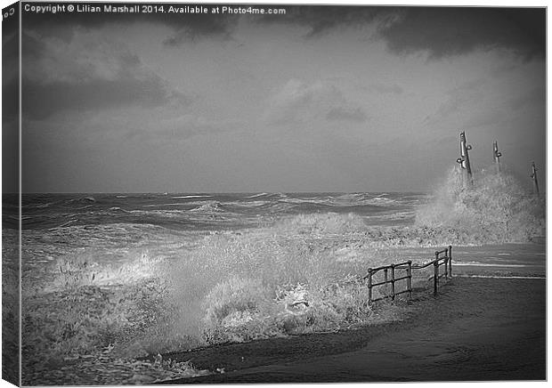 Rough Seas at Cleveleys. Canvas Print by Lilian Marshall