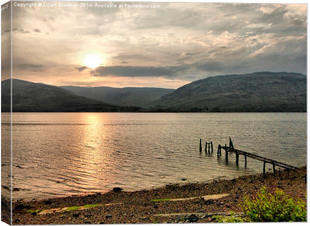Sunset over Loch Linnhe. Canvas Print by Lilian Marshall