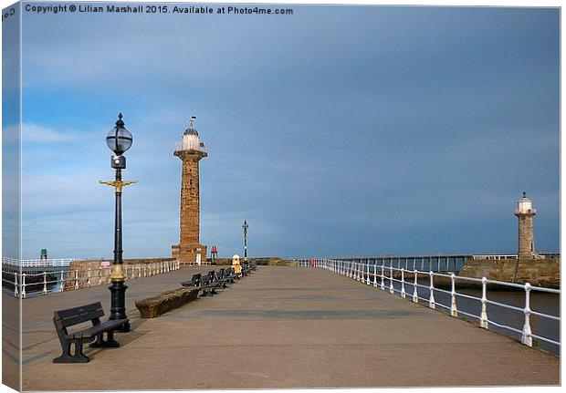  Whitby Pier.  Canvas Print by Lilian Marshall