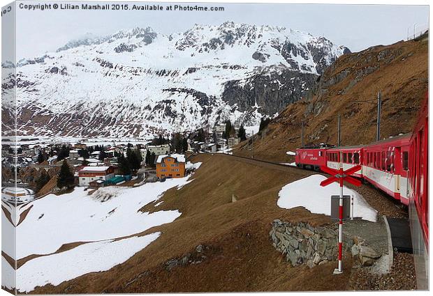 Train down from the Oberalp Pass. Canvas Print by Lilian Marshall