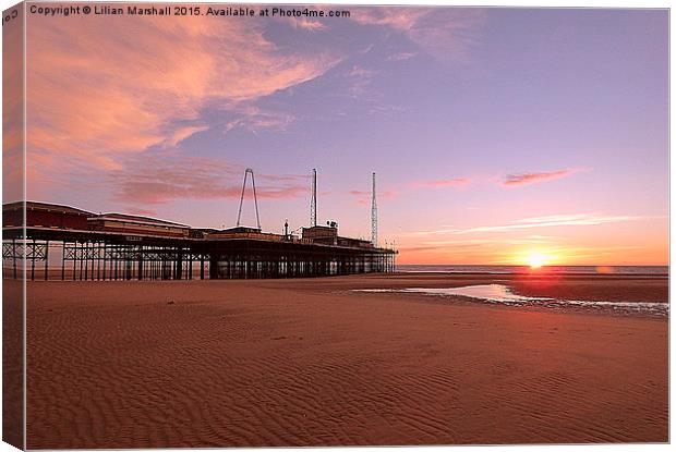  Sunset over South Pier.  Canvas Print by Lilian Marshall