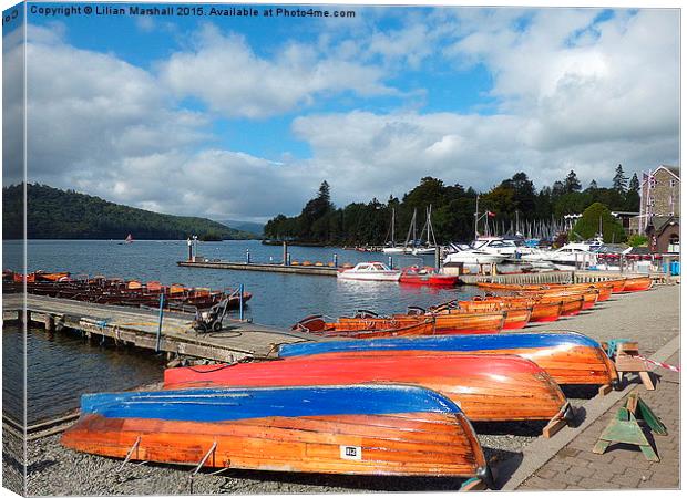  Boats at Bowness. Canvas Print by Lilian Marshall