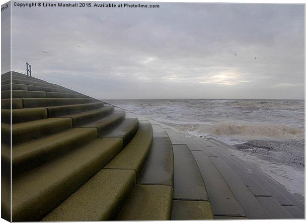  A Grey Day at Cleveleys.  Canvas Print by Lilian Marshall