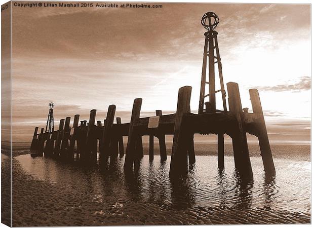  St Annes Pier in Sepia.  Canvas Print by Lilian Marshall