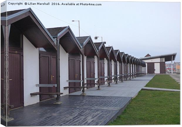 Beach Huts South Beach Bridlington. Canvas Print by Lilian Marshall