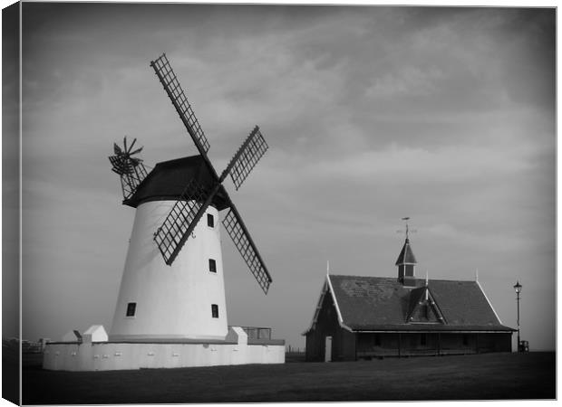 Lytham Windmill and Lifeboat Station Canvas Print by Lilian Marshall