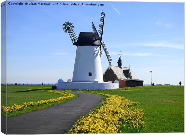 Lytham Windmill and Lifeboat Station. Canvas Print by Lilian Marshall