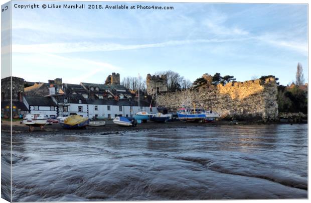 Fishermens Cottages , Conwy.  Canvas Print by Lilian Marshall