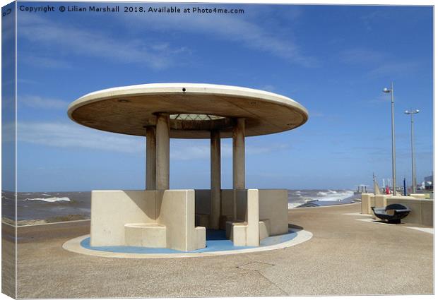A Shelter on Cleveleys Promenade. Canvas Print by Lilian Marshall