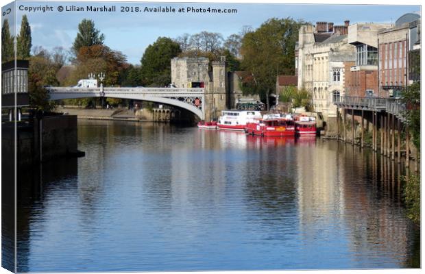 River ouse York.  Canvas Print by Lilian Marshall