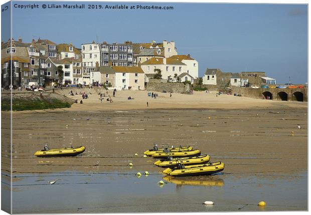 St Ives Harbour Beach.  Canvas Print by Lilian Marshall