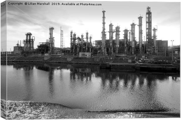 Stanlow Oil Refinery.  Canvas Print by Lilian Marshall