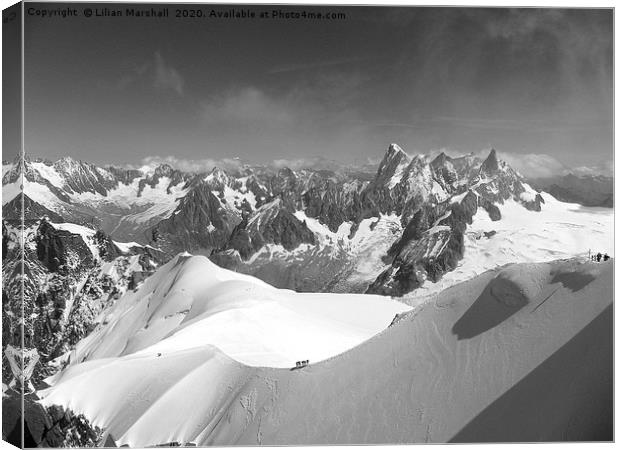 Mont Blanc Mountain Range. Canvas Print by Lilian Marshall