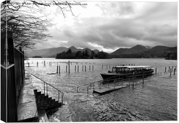 A grey day at Derwentwater. Cumbria. Canvas Print by Lilian Marshall