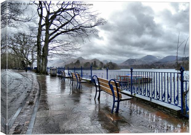 A grey wet day in Keswick, Cumbria.  Canvas Print by Lilian Marshall