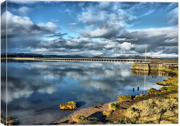 Kent Viaduct and Arnside Pier. Canvas Print by Lilian Marshall