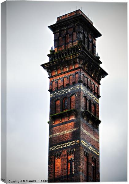 India Mill Chimney,Darwen Canvas Print by Sandra Pledger