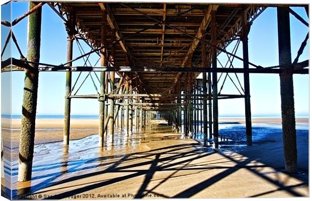 Underneath the Pier Canvas Print by Sandra Pledger