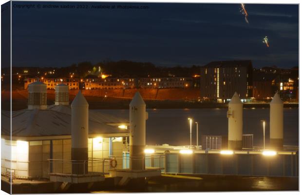 FERRY FIREWORKS Canvas Print by andrew saxton