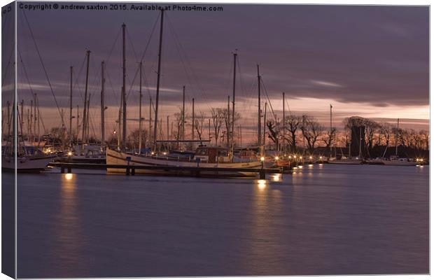  EVENING DOCKS. Canvas Print by andrew saxton