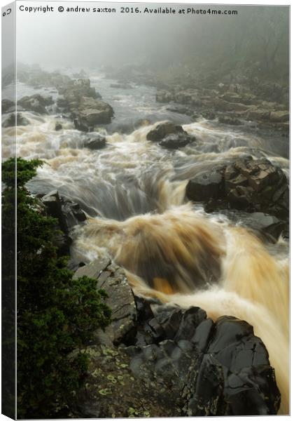 MIST ROCKS AND WATER Canvas Print by andrew saxton