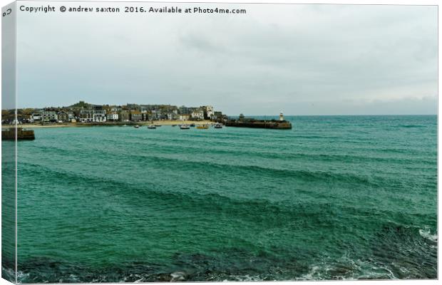 GREEN BLUE SEA Canvas Print by andrew saxton