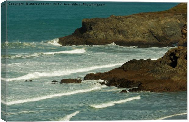 CLIFFS OF NEWQUAY Canvas Print by andrew saxton