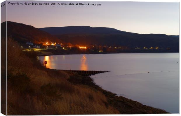 LIGHTS BY THE WATER Canvas Print by andrew saxton