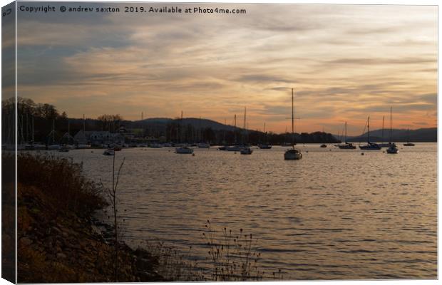 LAKE SUNSET Canvas Print by andrew saxton