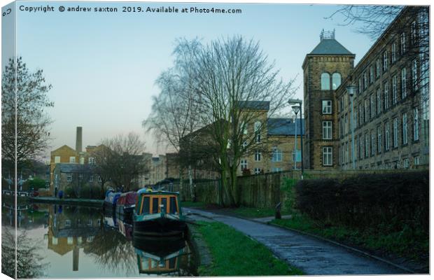 MILL AND BARGES Canvas Print by andrew saxton
