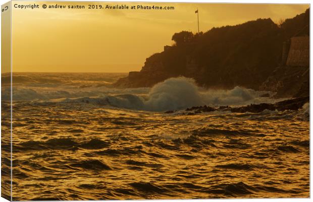 SUNSET WAVES Canvas Print by andrew saxton